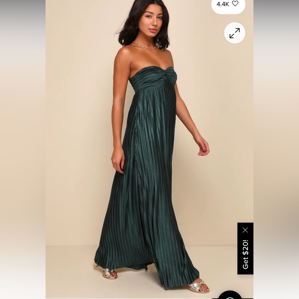 Lulus emerald pleated strapless dress - Picture 2 of 9